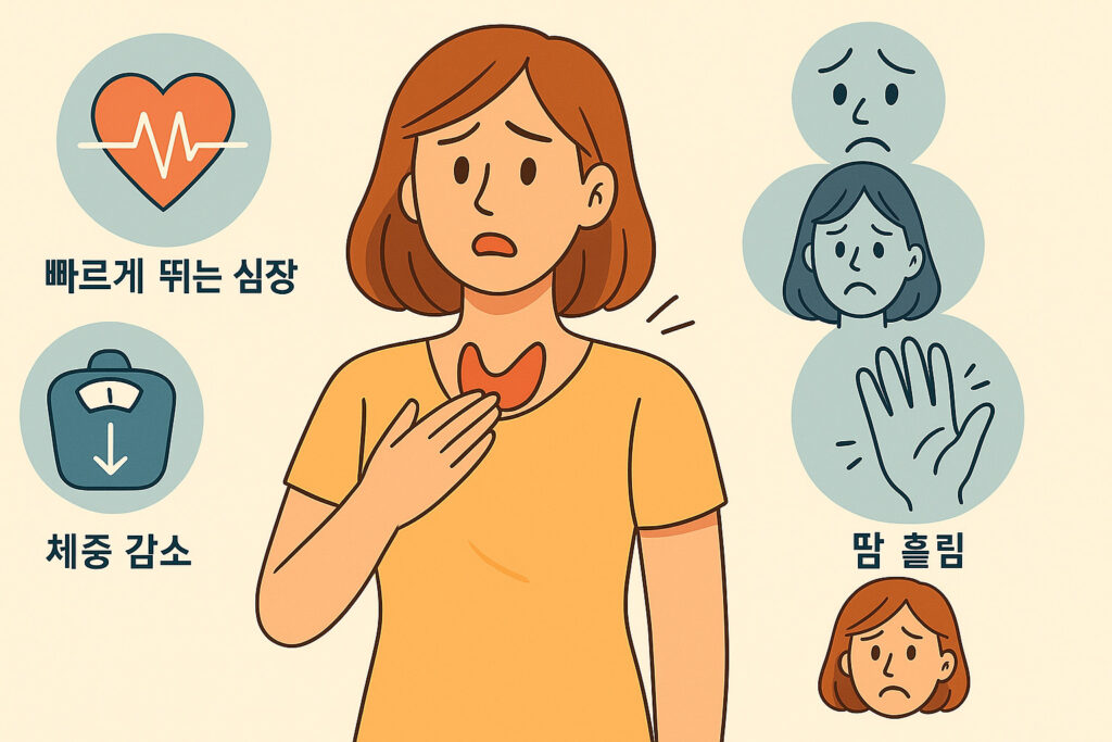 갑상선 기능 항진증 증상을 나타내는 일러스트