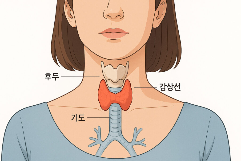 갑상선 위치와 구조를 보여주는 이미지