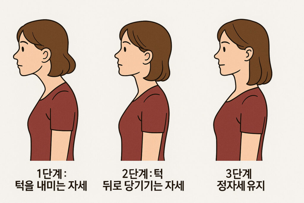 거북목 교정 운동 동작 예시