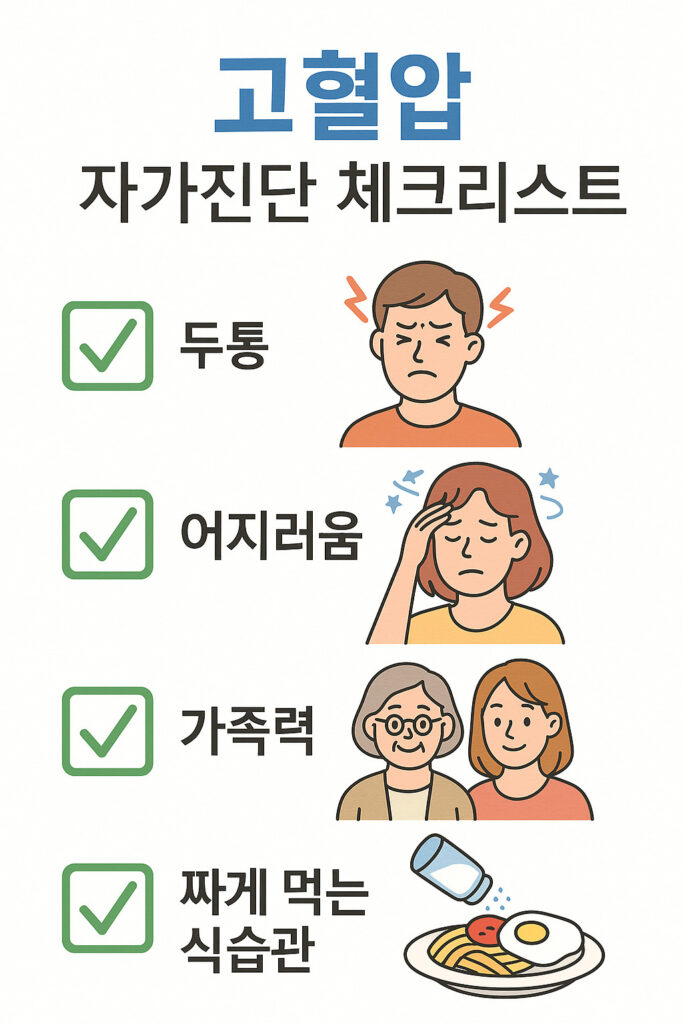 고혈압 자가진단 체크리스트 일러스트