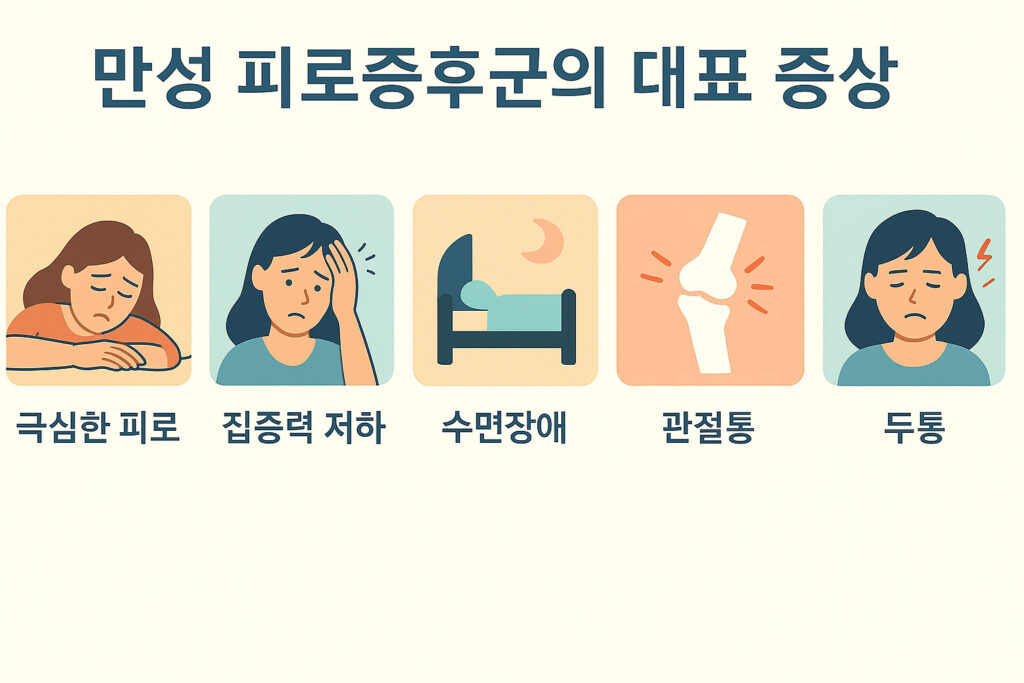 만성 피로증후군의 대표 증상 시각 요약 이미지