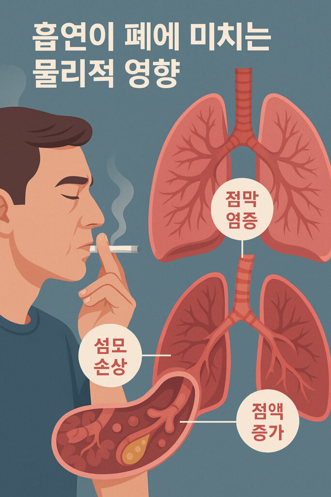 흡연이 폐에 미치는 물리적 영향 이미지
