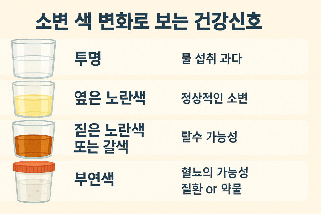 소변 색상별 건강 신호 인포그래픽
