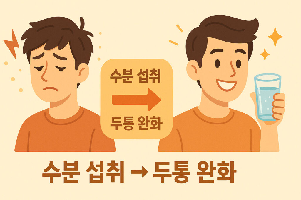 수분 섭취로 두통이 개선되는 변화 흐름