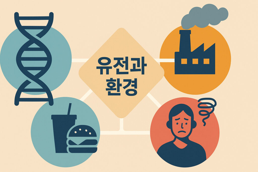 유전과 환경의 상호작용 설명 그래픽