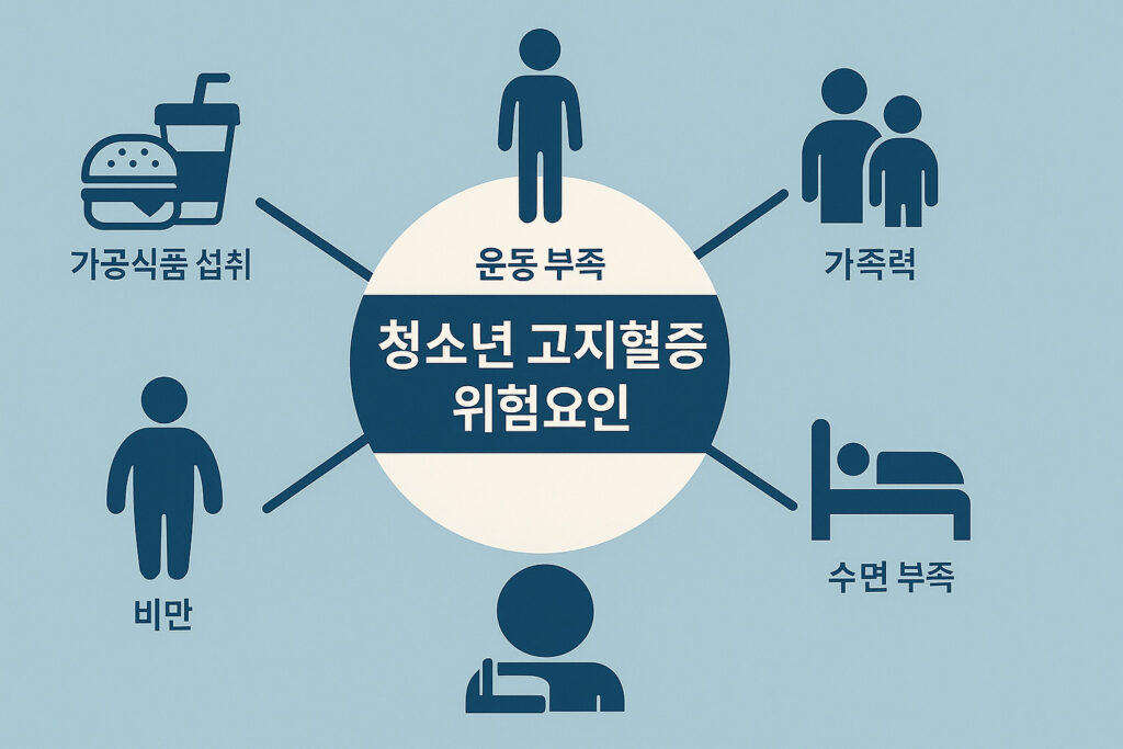 청소년 고지혈증 원인을 정리한 인포그래픽