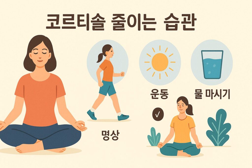코르티솔 감소에 도움되는 생활습관 이미지
